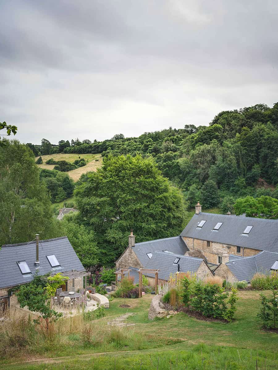 The Mount stone cottage and gardens set in a wooded Stroud hillside valley, Cotswolds